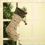 Glitzhome 20 in. Christmas Stocking with Faux Fur Cuff in Natural Brown and White thumbnail 6