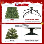 Costway 9 ft. Slim Fraser Fir Artificial Christmas Tree, Unlit Green with 2094 Tips thumbnail 3