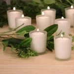 LUMABASE 12-Piece White Votive Candle Set with Frosted Glass Holders, 15-Hour Burn Time, Unscented Paraffin Wax thumbnail 3