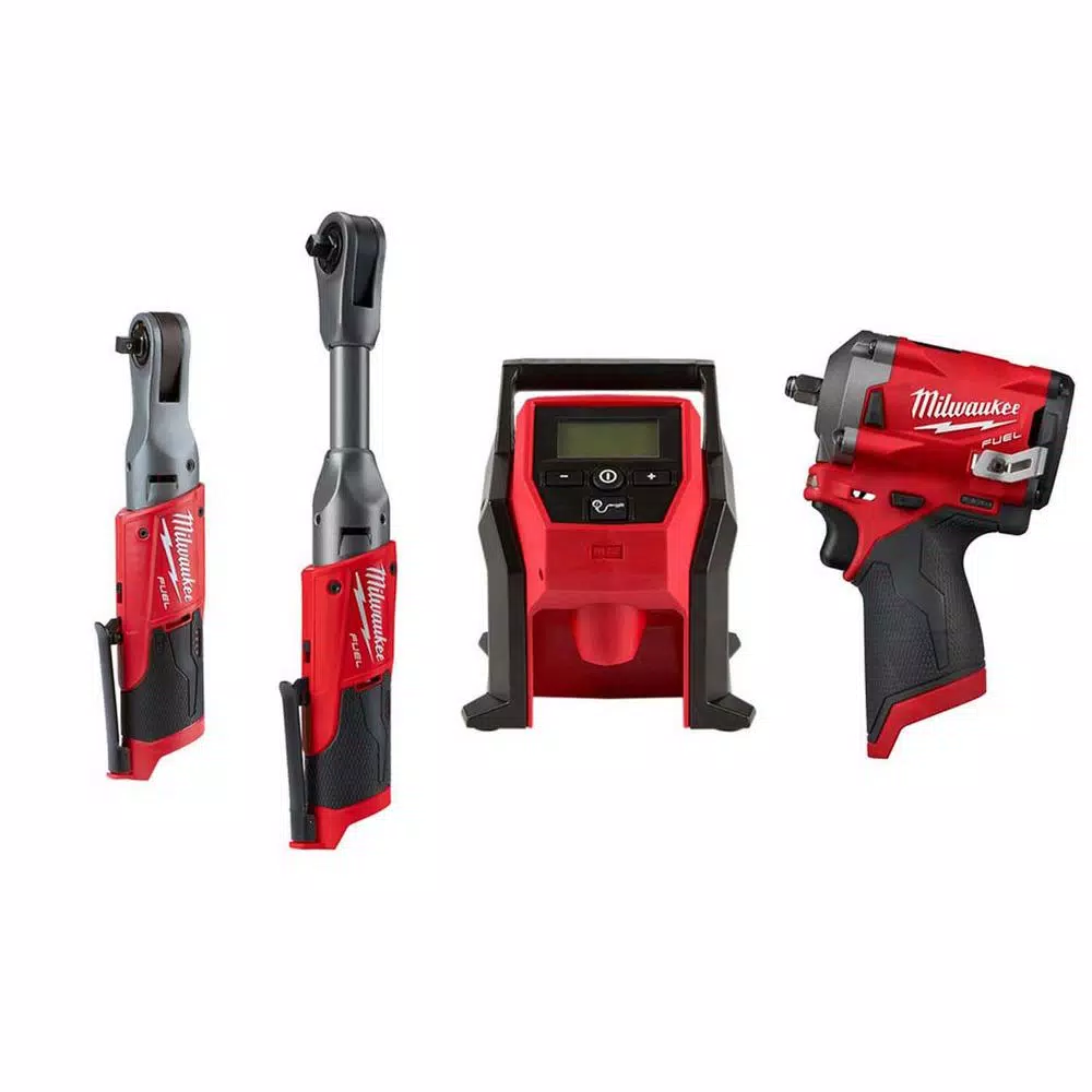 Milwaukee M12 FUEL 12V Cordless 3/8 in. Ratchet, Impact, and Inflator Combo Kit (Tool-Only)