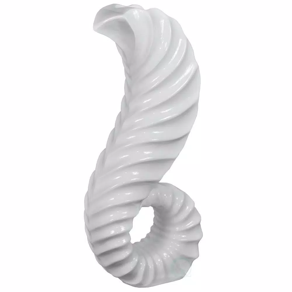 Uniquewise Large White Trumpet Horn Floor Vase - 31.5" Coastal Style Fiberglass Decor