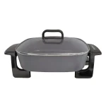 West Bend 12 in. Gray Square Electric Skillet with Grease Channel and Tilt Leg thumbnail 3