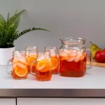 Unbranded Clear Glass Beverage Serveware Set - 2L Pitcher and 4 Matching Mugs thumbnail 1