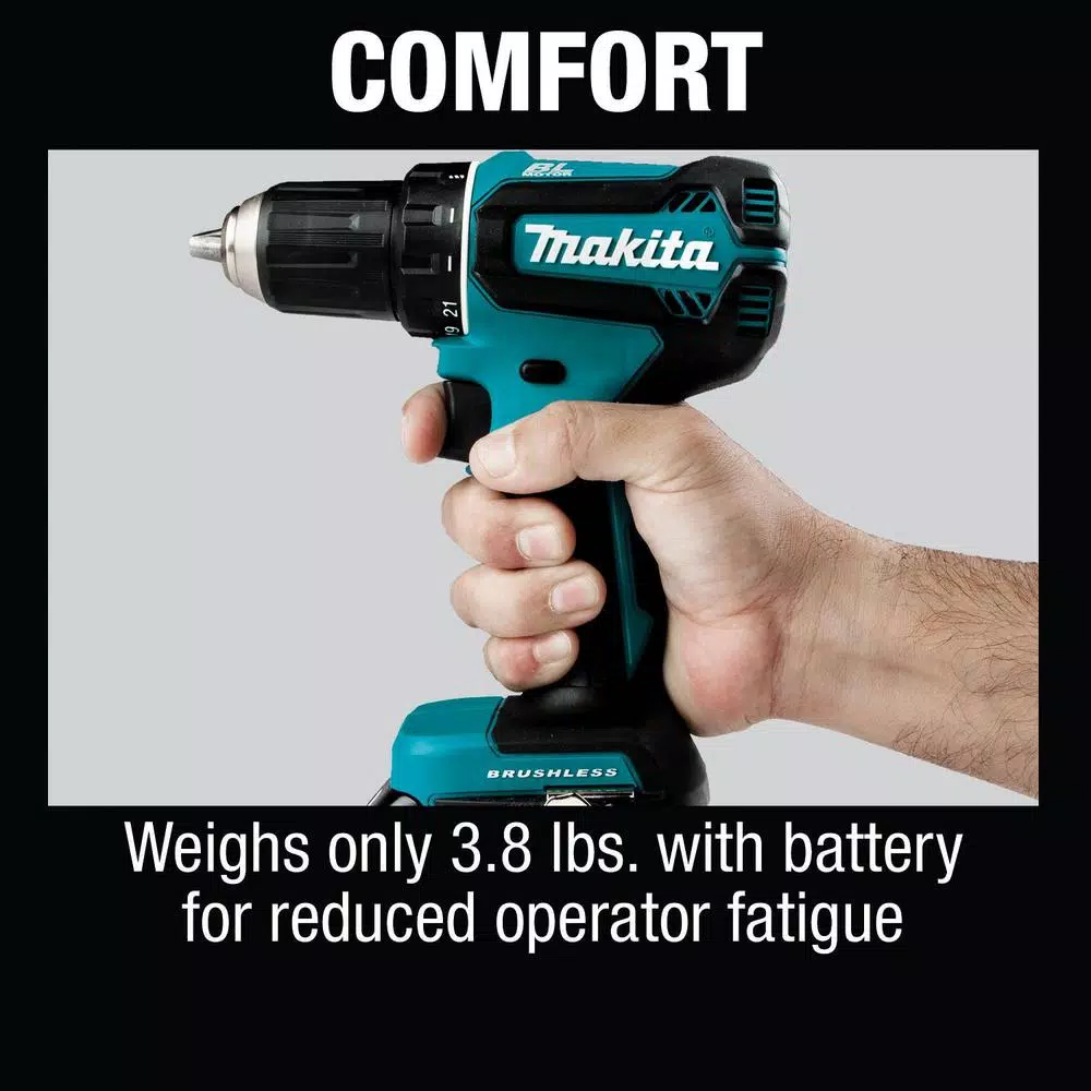 Makita 18V LXT Brushless Cordless 1/2 in. Driver-Drill Kit with 3.0Ah Battery and Charger