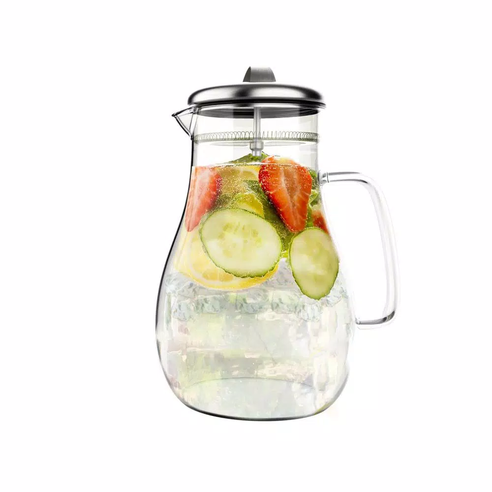 Classic Cuisine 64 oz. Borosilicate Glass Pitcher with Stainless-Steel Filter Lid