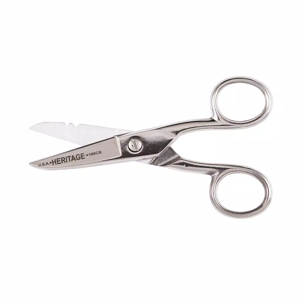 Klein Tools Serrated Electrician Scissors with Wire Stripping Notches
