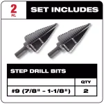 Milwaukee #9 Black Oxide Step Drill Bit Set, 7/8 in. and 1-1/8 in. (2-Pack) thumbnail 2
