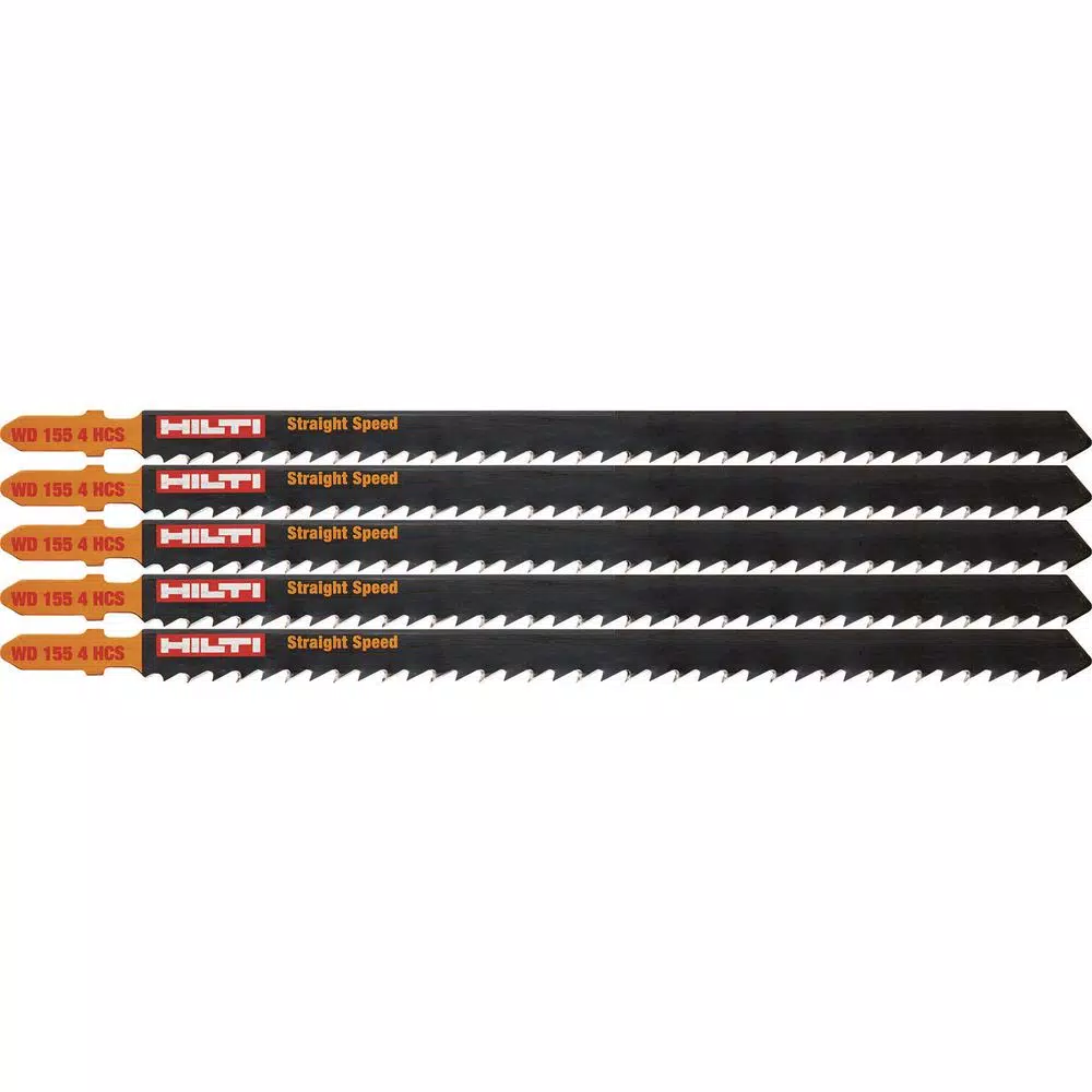 Hilti 6 in. 6 TPI High Carbon Steel T-Shank Premium Jig Saw Blades for Wood (5-Pack)