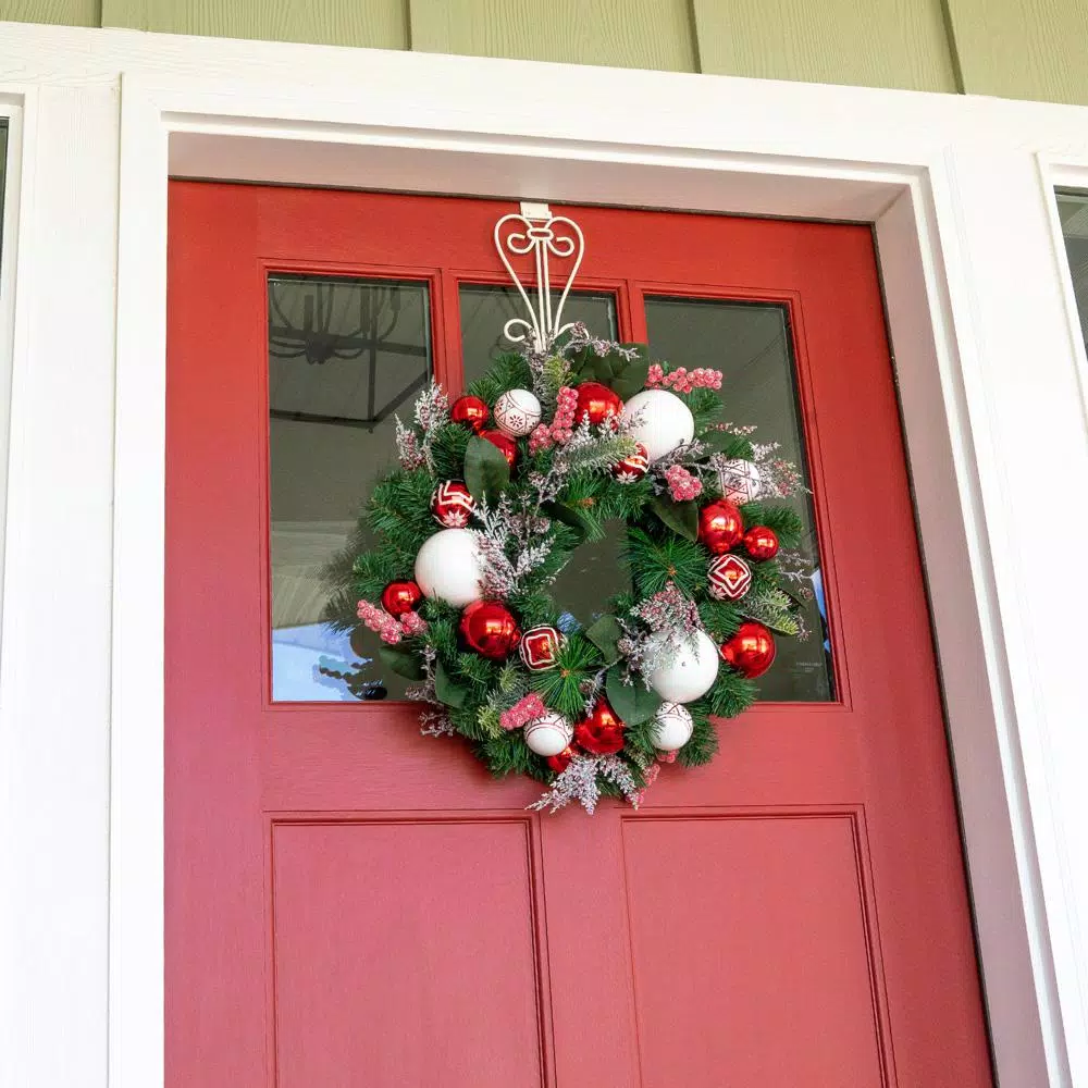 Village Lighting Company 24 in. Nordic Red and White Artificial Christmas Wreath