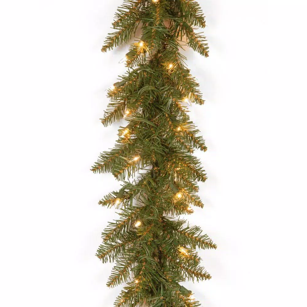National Tree Company 9 ft. Pre-Lit Dunhill Fir Artificial Garland with 100 Clear Incandescent Lights