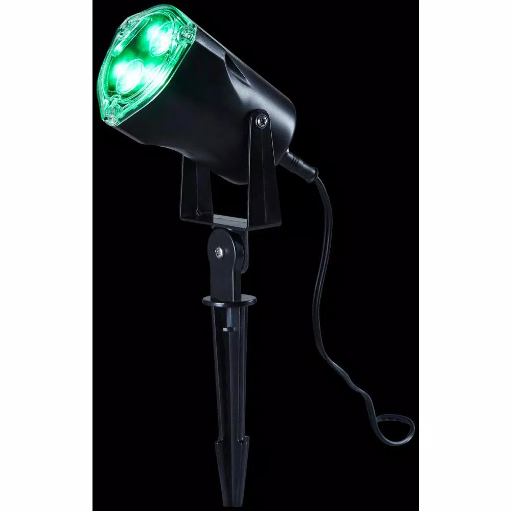 Home Accents Holiday Green LED Spotlight Outdoor Holiday Decoration with Swivel Head and Adjustable Neck