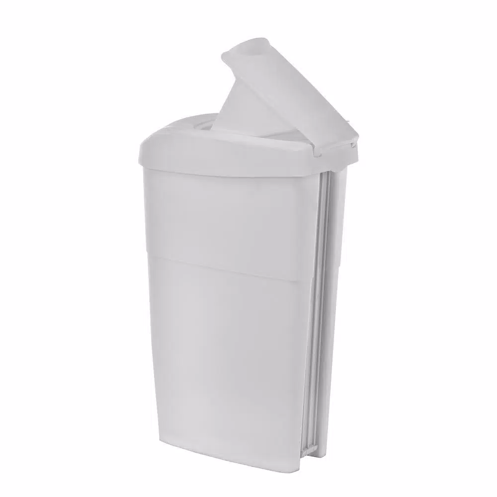 Alpine Industries 19 Qt. White Step-On Sanitary Napkin Receptacle & Waste Basket