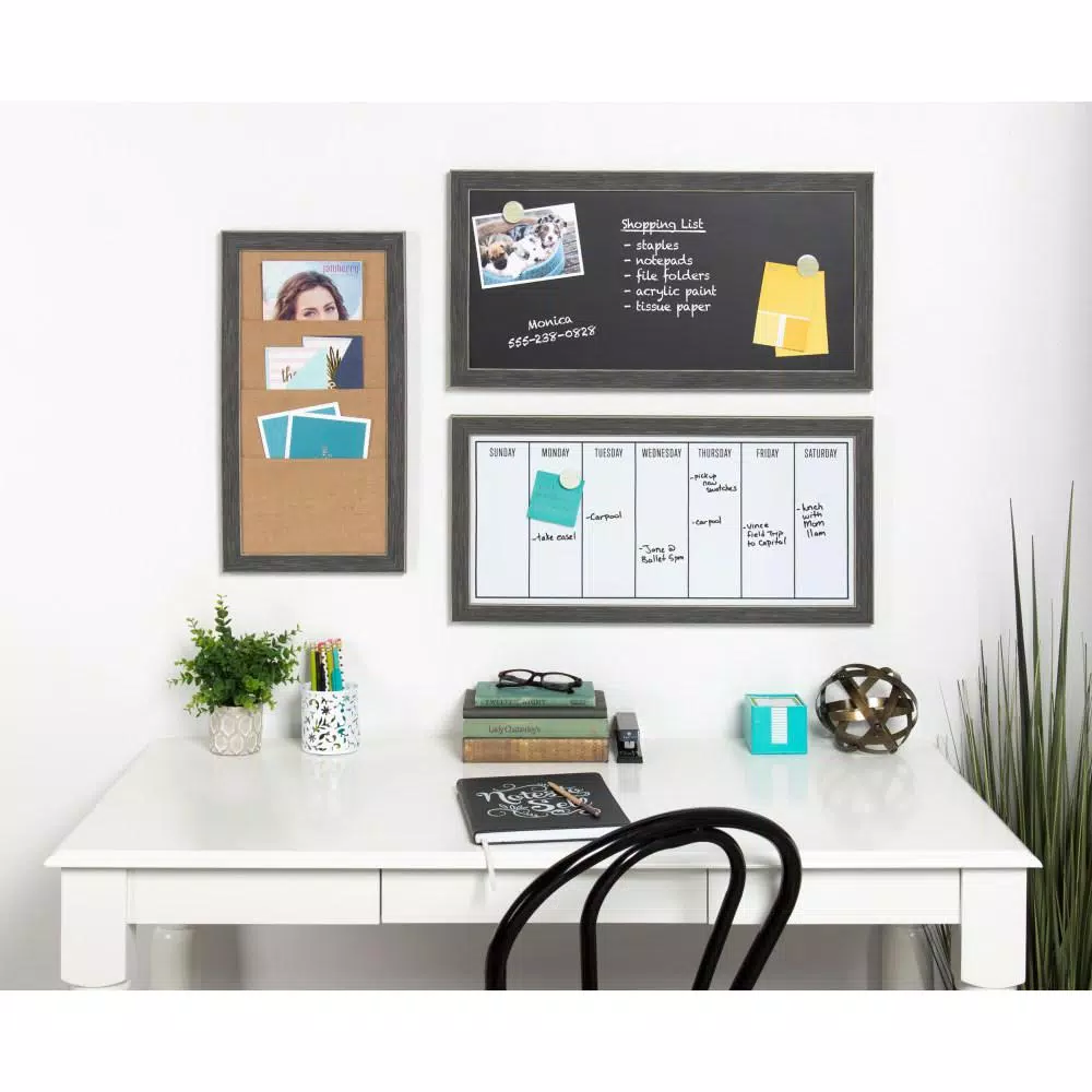 DesignOvation Wyeth Weekly Magnetic Dry Erase Calendar Memo Board with Frame