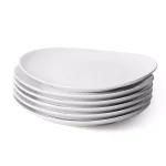 Unbranded Sweese Porcelain Curve Shaped Dinner Plates, 11 Inch, Set of 6, White thumbnail 1