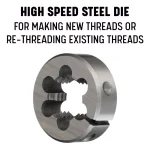 Drill America #5-40 x 1 in. High Speed Steel Round Adjustable Threading Die thumbnail 2