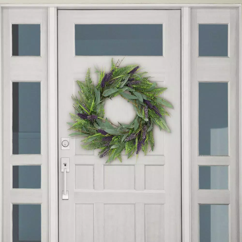 Unbranded Puleo International 24 in. Artificial Lavender Floral Spring Wreath, Purple and Yellow