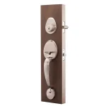 Copper Creek Mid Century Modern Satin Stainless Front Door Handleset with Left-Hand Scandinavian Lever Trim thumbnail 2