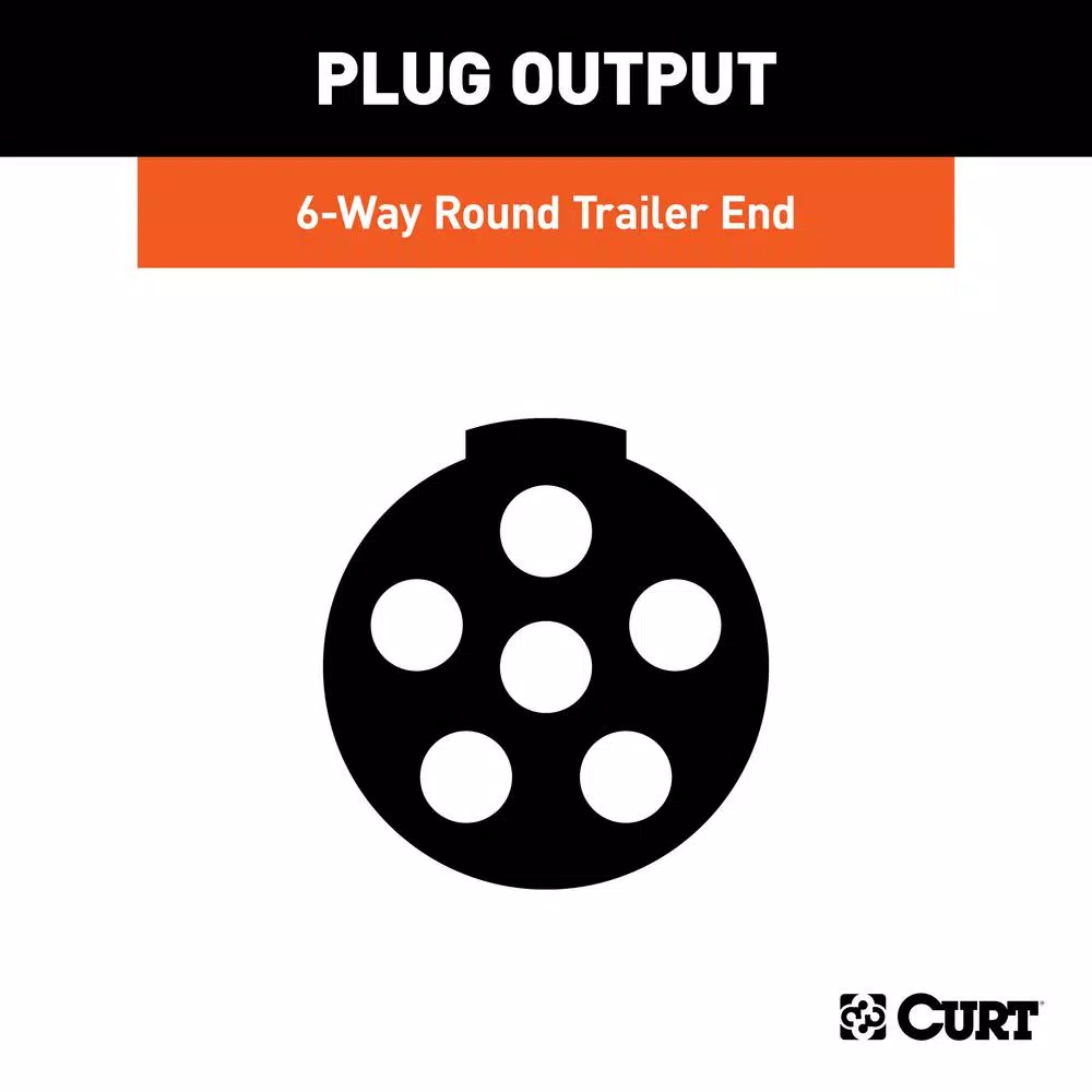 CURT 6-Way Round Trailer Connector Plug with Spring (Trailer Side)