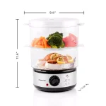 Ovente 2-Tier Electric Food Steamer, 5-Quart Capacity, 400W, Silver thumbnail 5