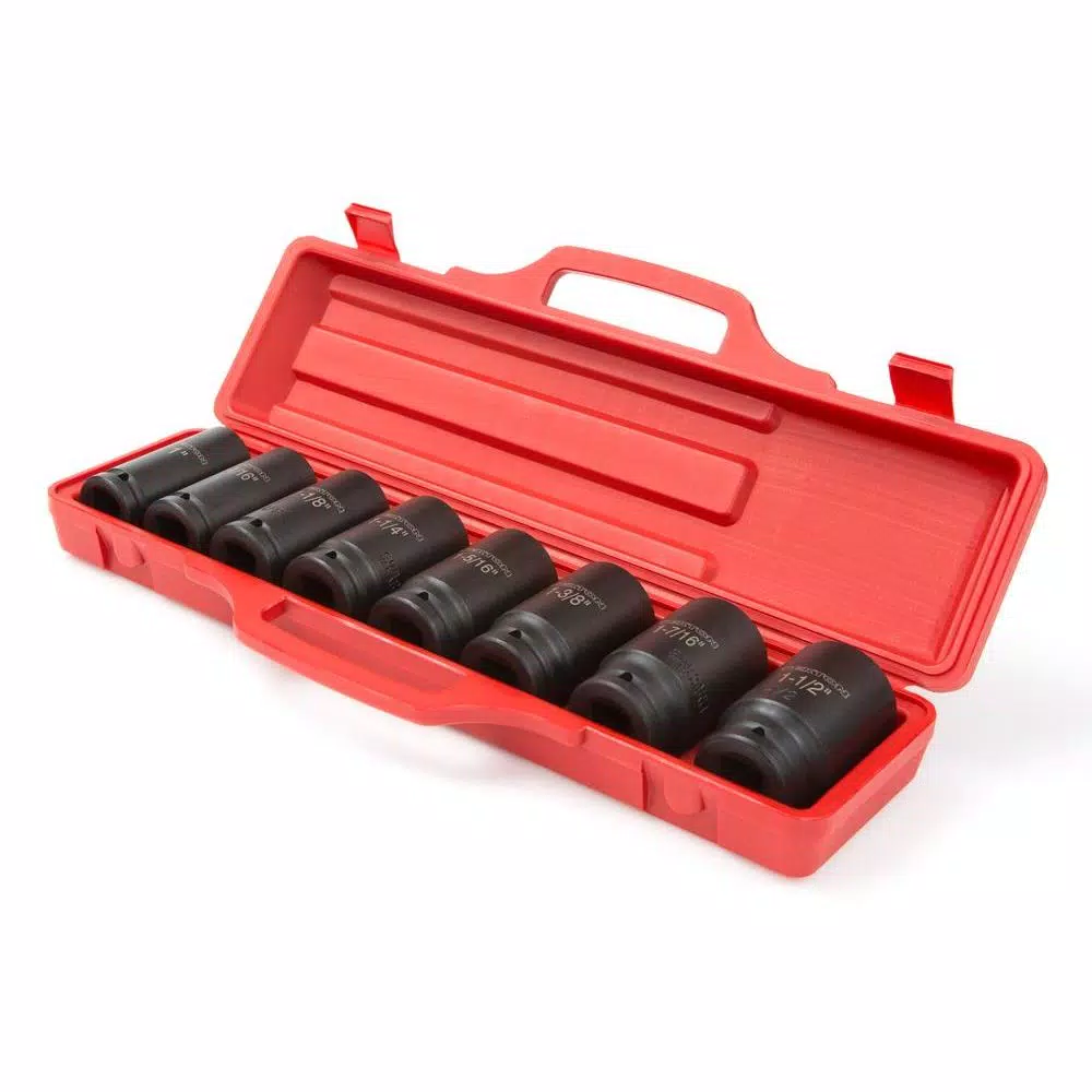 TEKTON 3/4 in. Drive 6-Point Deep Impact Socket Set, 1 to 1-1/2 in., 8-Piece