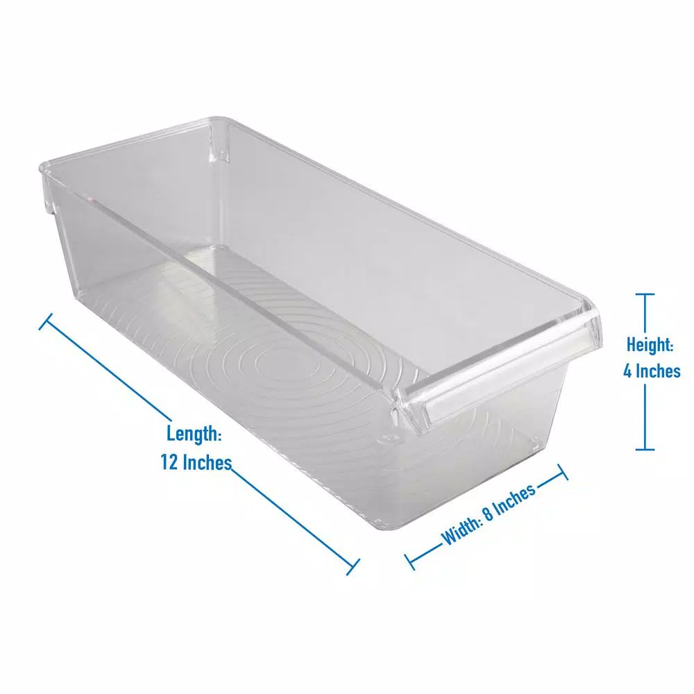 Kitchen Details 2 Pack Large Refrigerator Storage Bins, Clear BPA-Free Plastic Organizers