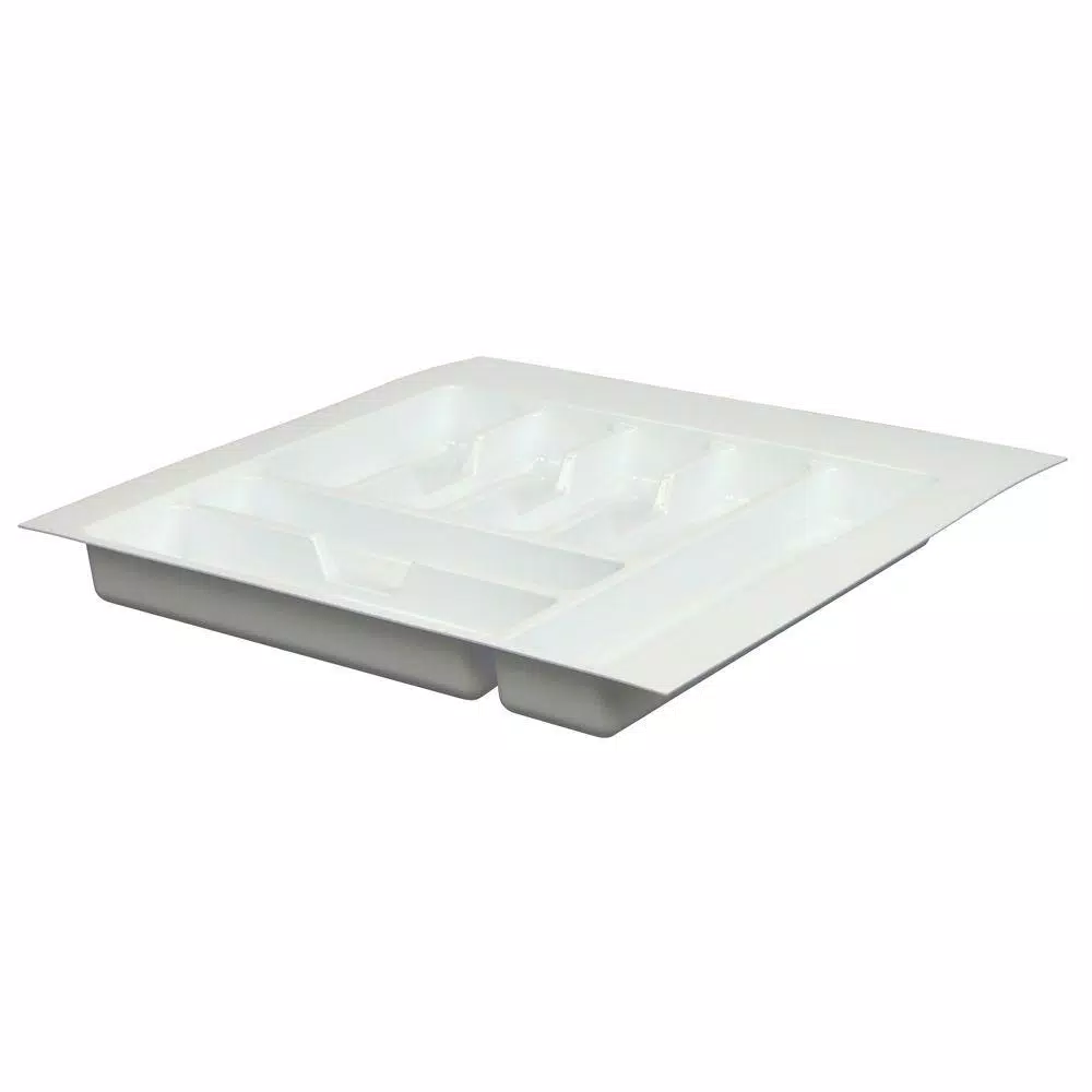Real Solutions for Real Life Real Solutions by Knape and Vogt White Plastic 7-Section Utensil Drawer Organizer
