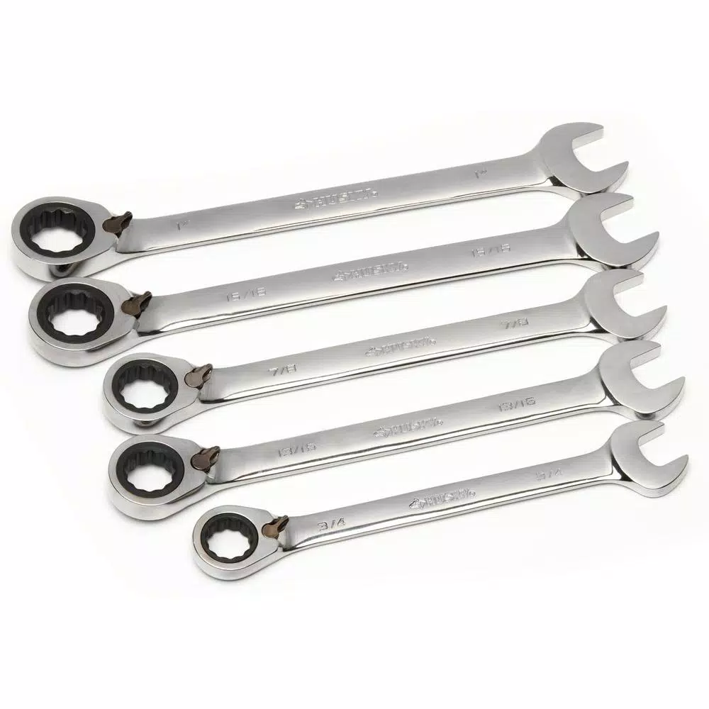 Husky 5-Piece Large SAE Reversible Ratcheting Wrench Set