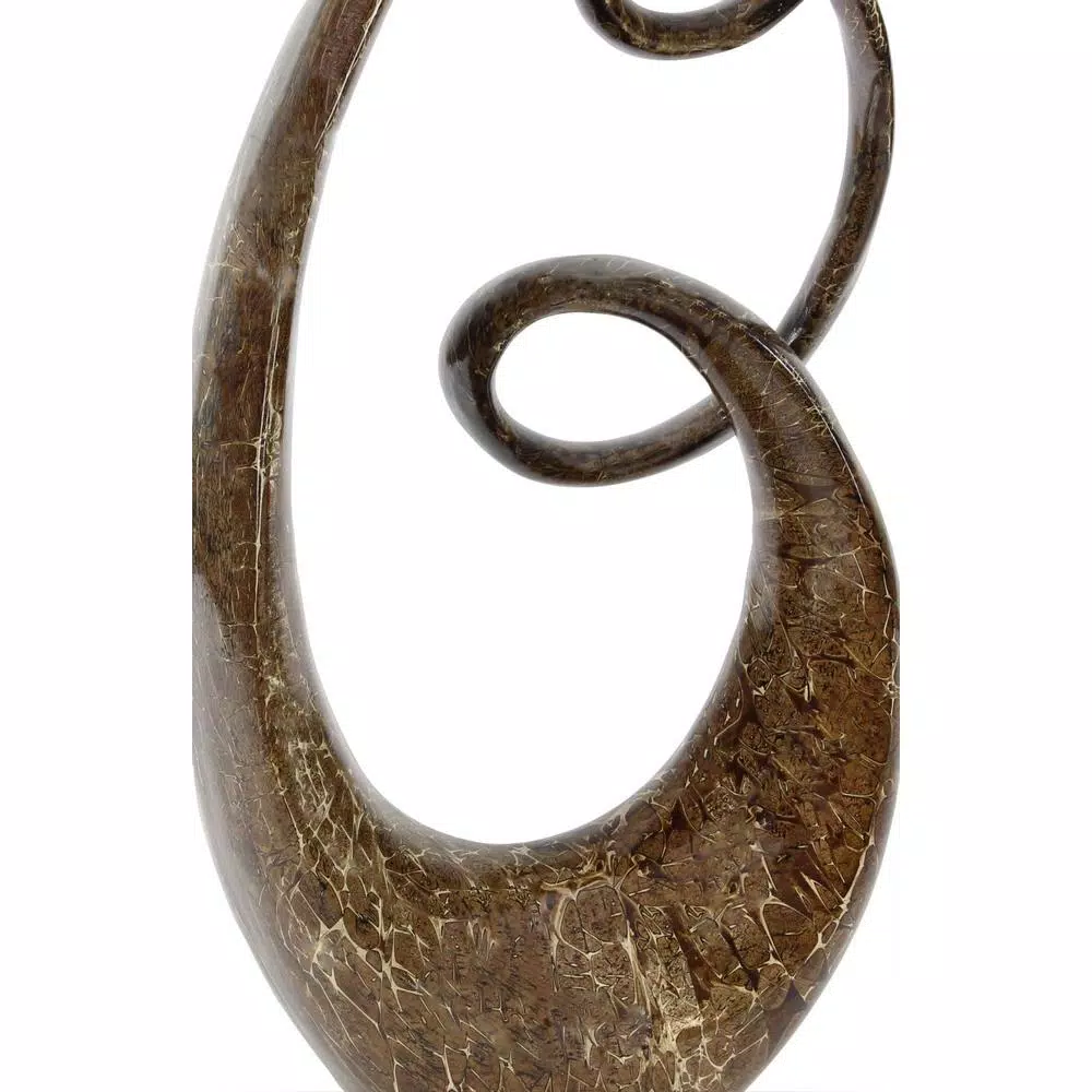 LITTON LANE 31 in. x 15 in. Abstract Polystone Sculpture with Brown Patina Finish
