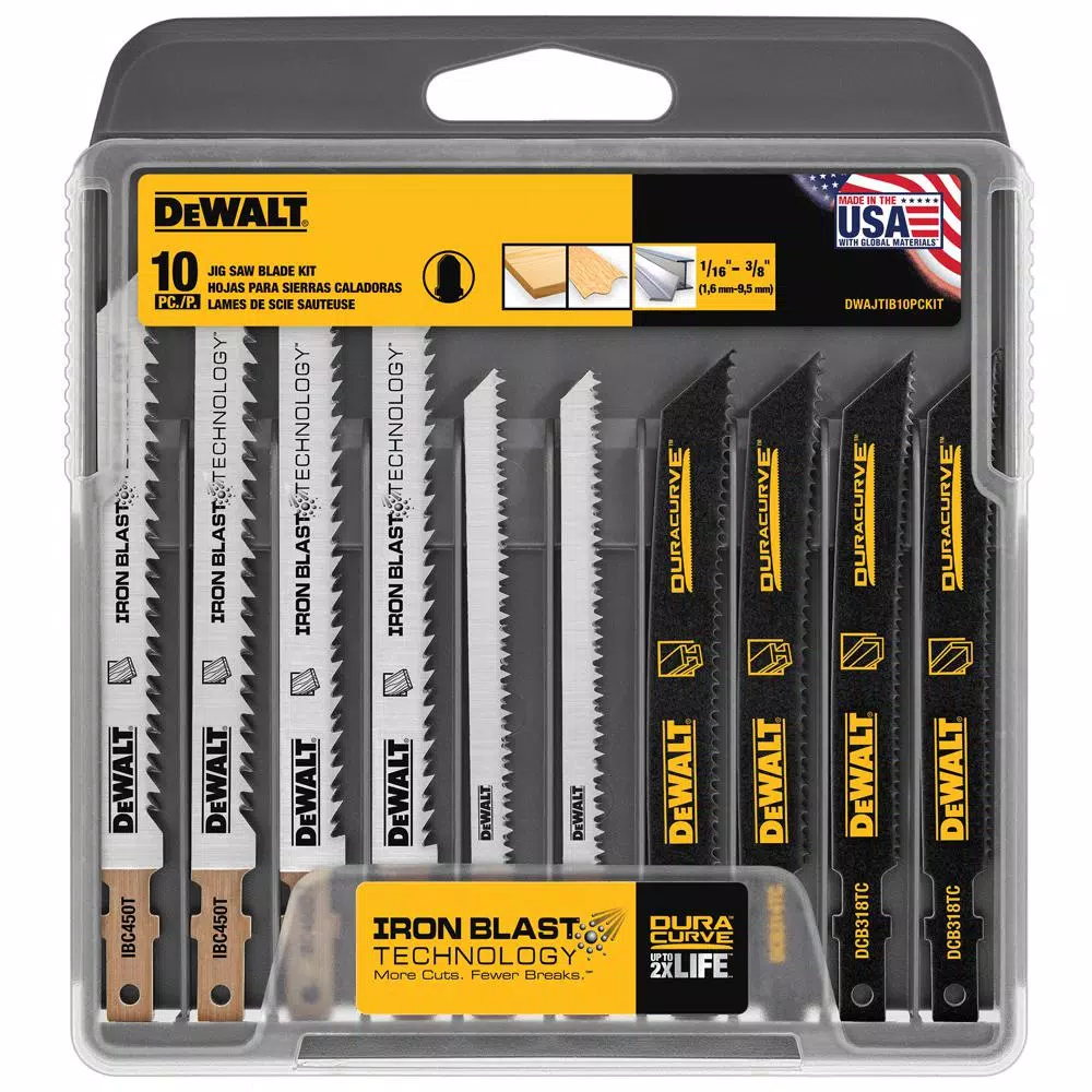 DEWALT T-Shank Jigsaw Blade Set, 10-Pack Multi-Purpose Kit with Storage Case