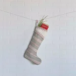 VHC Brands 20 in. Liv Pebble Grey Traditional Nordic Christmas Stocking - Cotton and Felt thumbnail 2