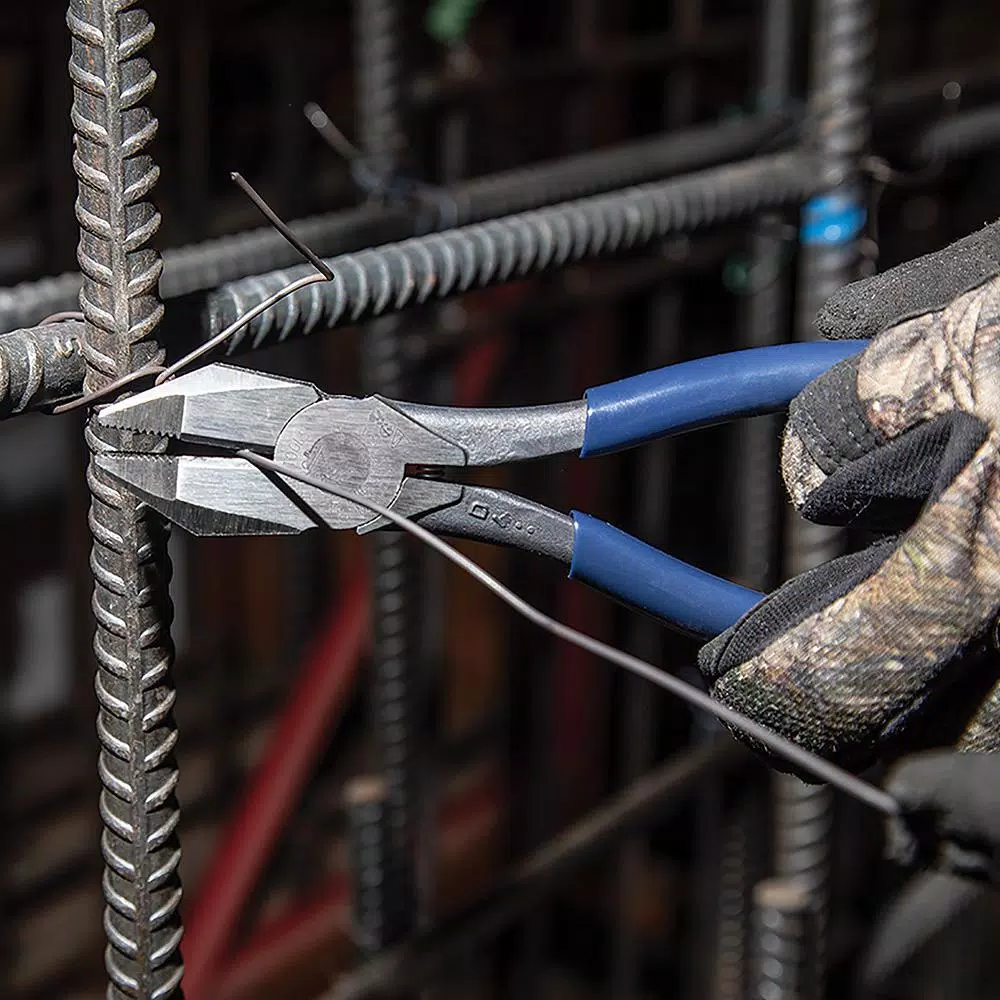 Klein Tools 9 in. Left Handed Ironworker's Rebar Pliers, Spring Loaded, Induction Hardened