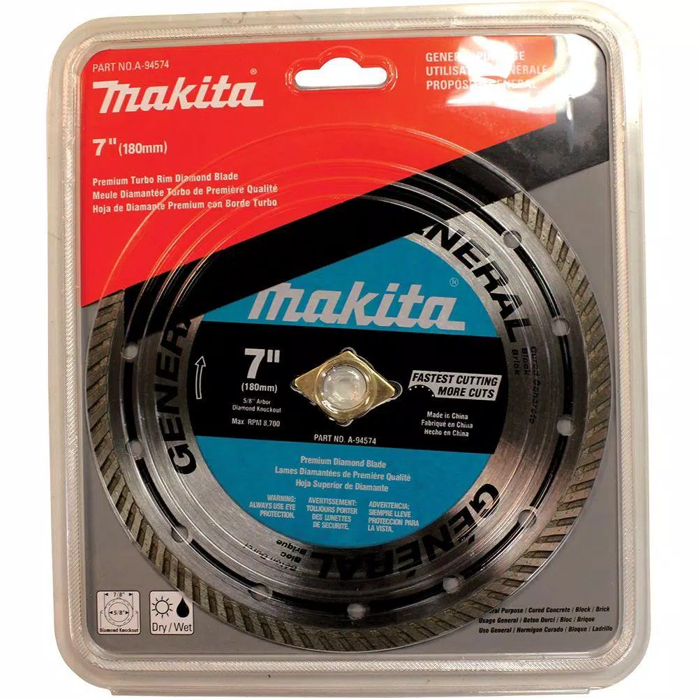 Makita 7 in. Turbo Rim Diamond Blade for Concrete, Brick, and Block