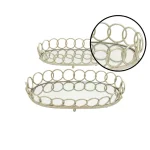 LITTON LANE Modern Reflections Silver Oval Mirror Ring Trays, Set of 2 thumbnail 3