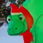 Airblown 5.7 ft. Inflatable Holiday Stegosaurus with Santa Hat and Scarf - Lighted Christmas Inflatable thumbnail 4