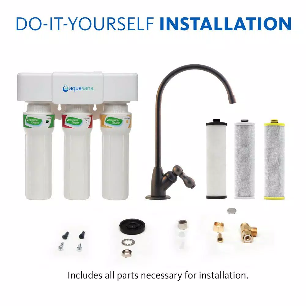 Aquasana 3-Stage Max Flow Under Counter Water Filtration System with Oil Rubbed Bronze Faucet