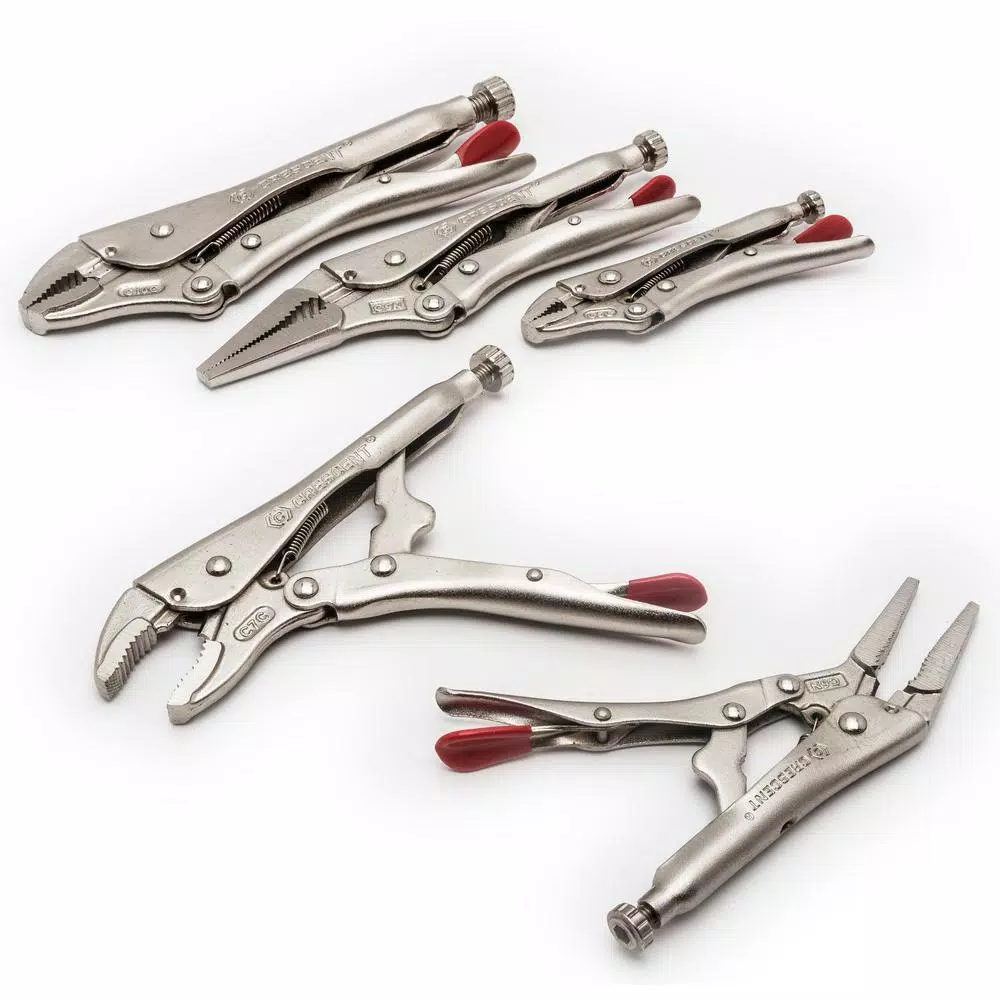 Crescent 5-Piece Locking Plier Set, Nickel-Plated Hand Tools