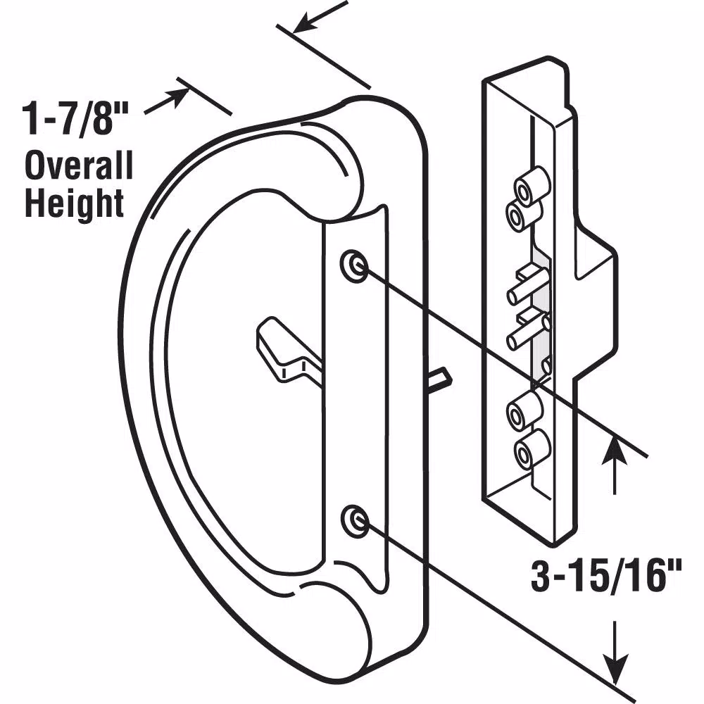 Prime-Line Black Diecast Sliding Glass Door Handle Set, 3-15/16 in. Mortise/Hook Style