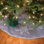 National Tree Company 42 in. Snowflake Design Christmas Tree Skirt with Embroidered Motifs thumbnail 2