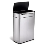 simplehuman 48-Liter Dual-Bucket Touch-Bar Recycling Trash Can, Brushed Stainless Steel thumbnail 3