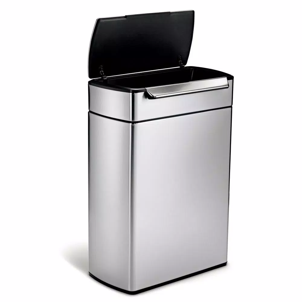 simplehuman 48-Liter Dual-Bucket Touch-Bar Recycling Trash Can, Brushed Stainless Steel