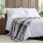 Lavish Home Oversized Faux Fur Phantom Grey Plaid Flannel Hypoallergenic Throw Blanket thumbnail 3
