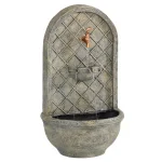 Sunnydaze Decor Messina Resin French Limestone Solar Outdoor Wall Fountain thumbnail 1