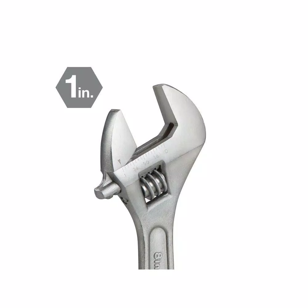 TEKTON 8 in. Adjustable Wrench with Satin Chrome Finish