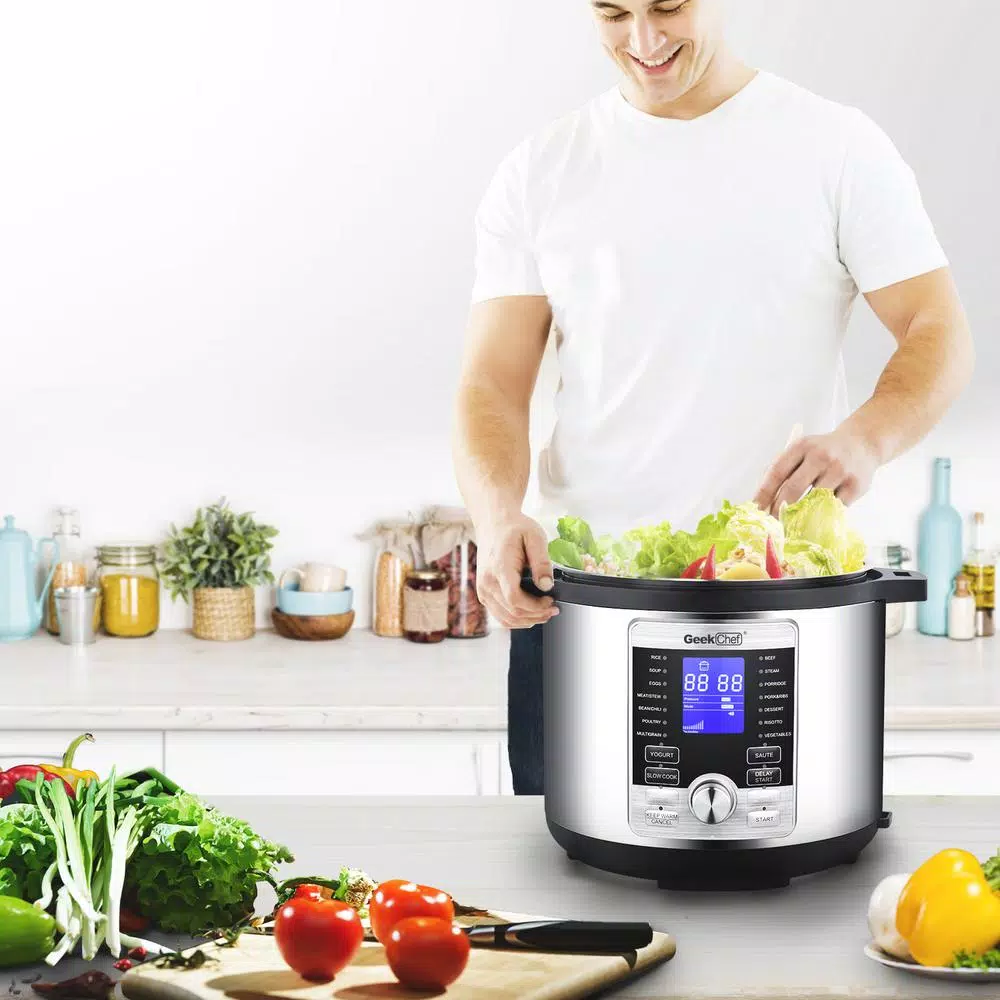 Geek Chef 6 Qt. Stainless Steel Electric Pressure Cooker, 17-in-1 Multi-Function Programmable Cooker