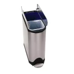 simplehuman 40L Butterfly Step-On Recycling Trash Can, Brushed Stainless Steel thumbnail 1