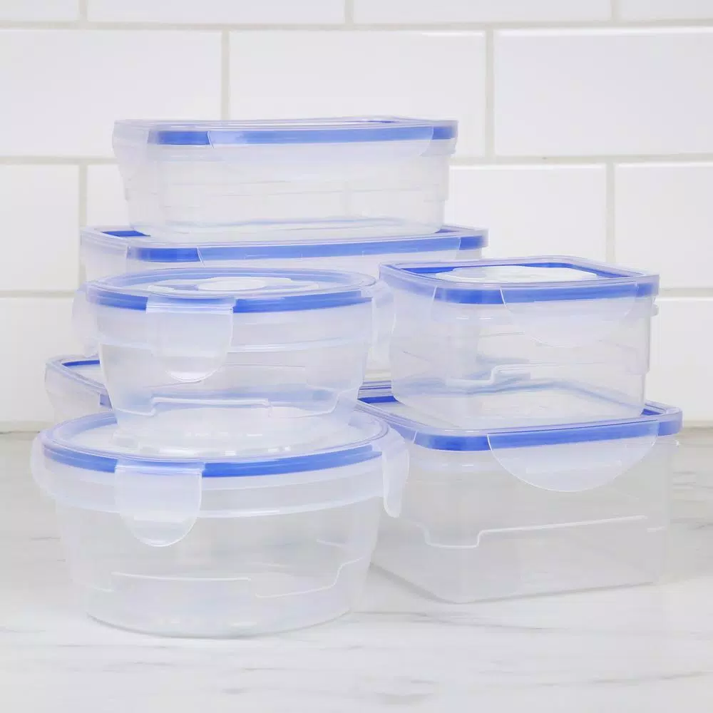 Kitchen Details 16-Piece Food Storage Container Set with Airtight Clip-Lock Lids, Blue