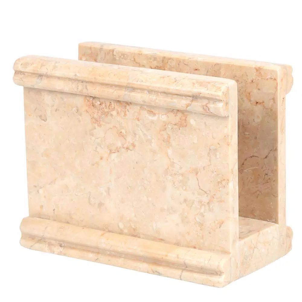 Creative Home Natural Beige Champagne Marble Napkin Holder Stand - Elegant Tabletop Dispenser