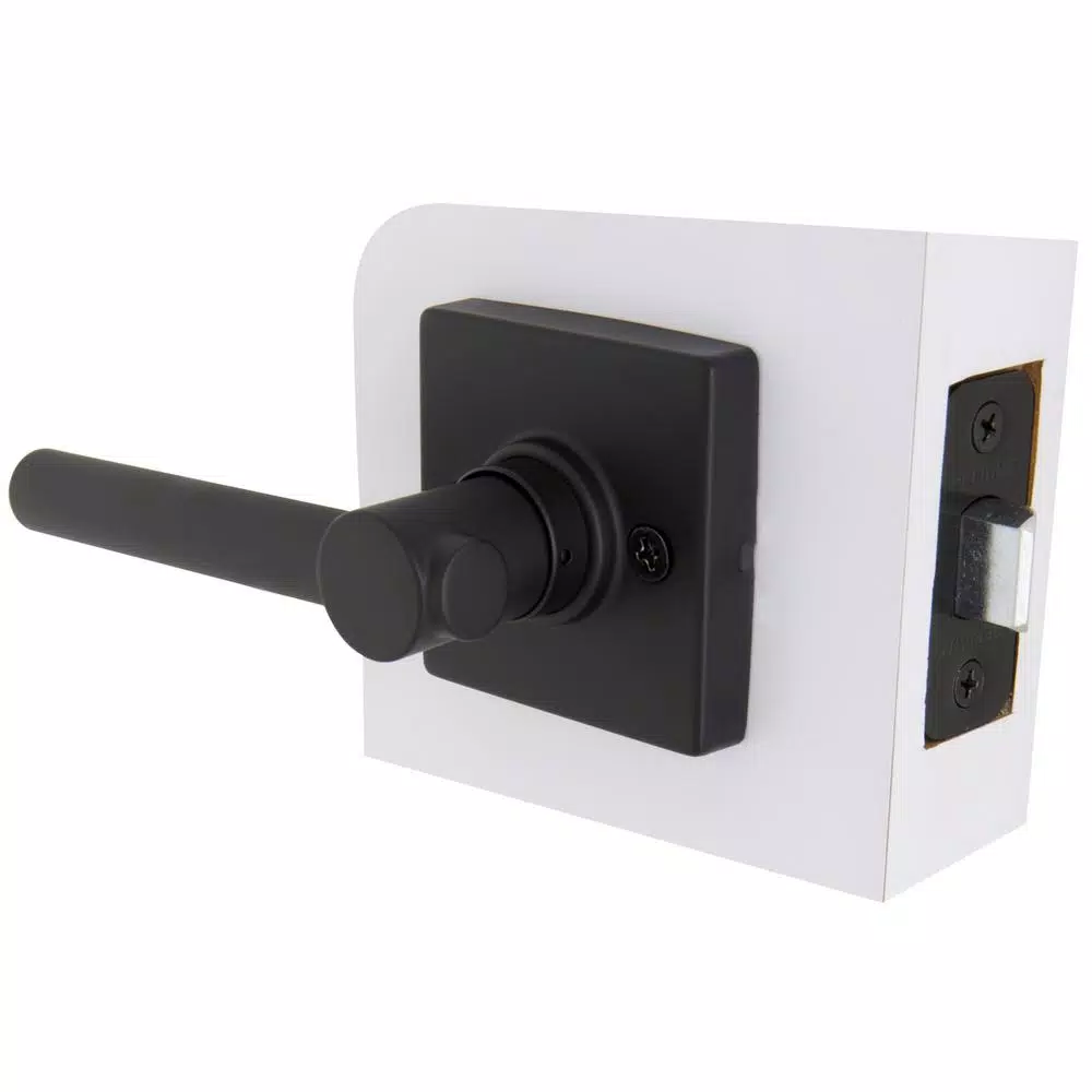 Defiant Highland Matte Black Passage Door Lever with Square Rose