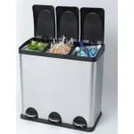 Step N' Sort 16 Gallon 3-Compartment Stainless Steel Trash and Recycling Bin thumbnail 4