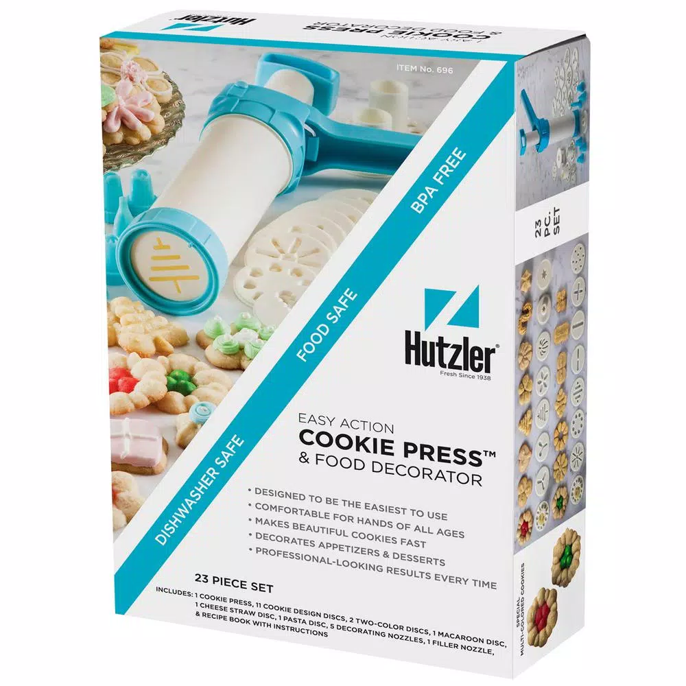 Hutzler 23-Piece Easy Action Cookie Press and Food Decorator Set